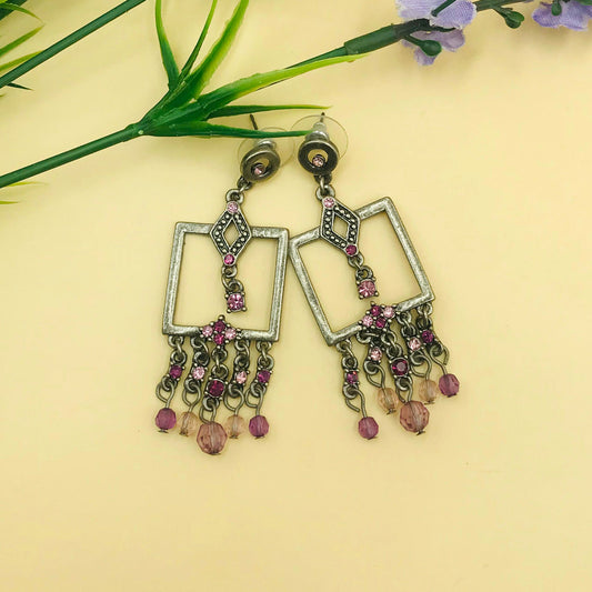 Orchid Drop Duster Oxidised Earrings