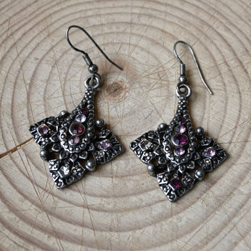 Retro Palace Style Purple Zircon Earrings
