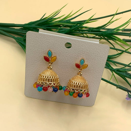 Multi Color Floral Zircon Pearl Earrings