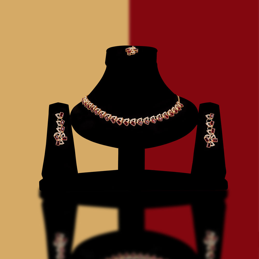 Emerald Teardrop Sequare Necklace