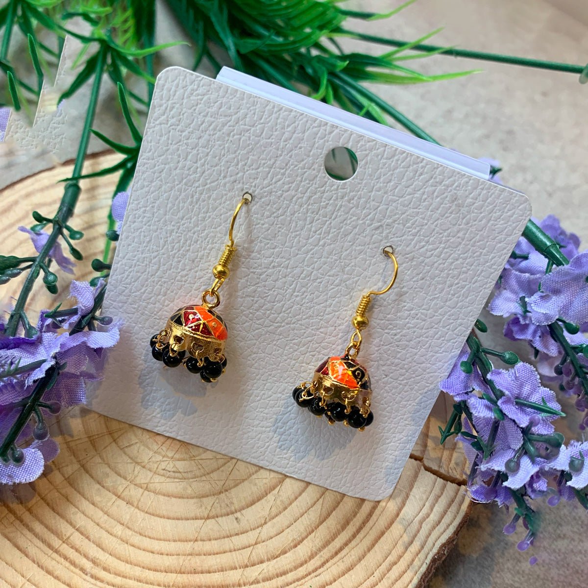 Indian Meenakari Jhumki Earrings - Image 2