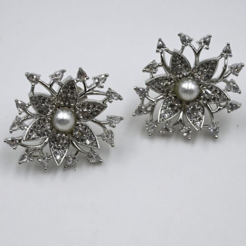 Snowflake Crystal Pearls Earrings