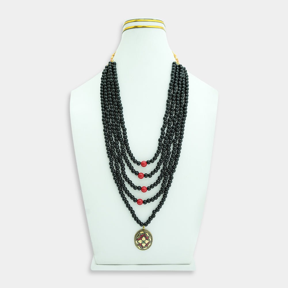 Turquoise Black Strand Mala