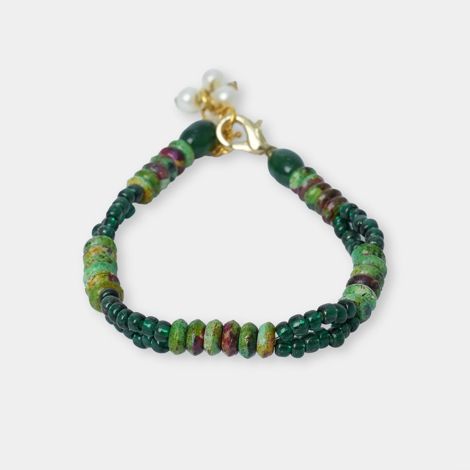 Green Stones Pearl Bracelets