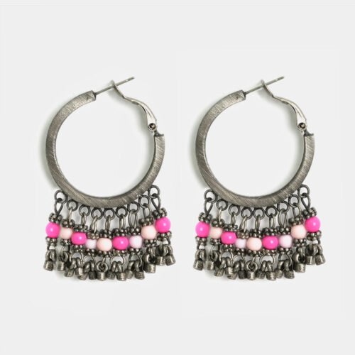 Large Bronze Metal Charm Oxidised Earrings