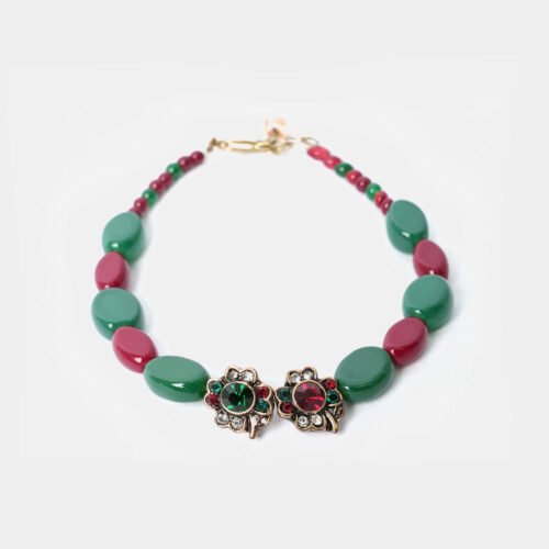 Red And Green Stones Pearl Bracelets
