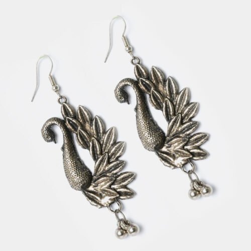 Oxidized Peacock Silver Earrings