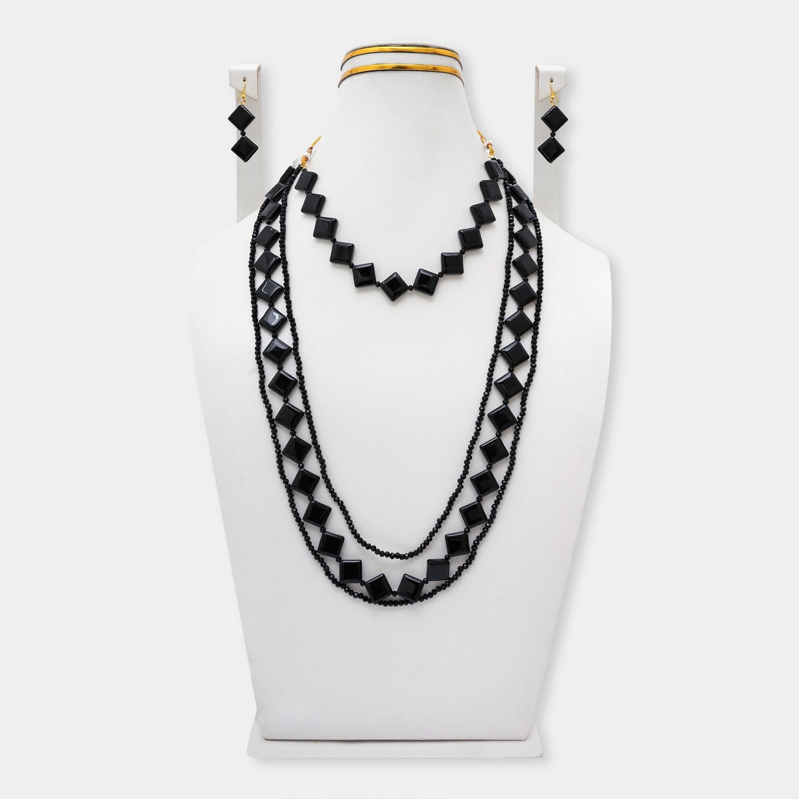 Crystal Cut Beaded Pearl Long Mala