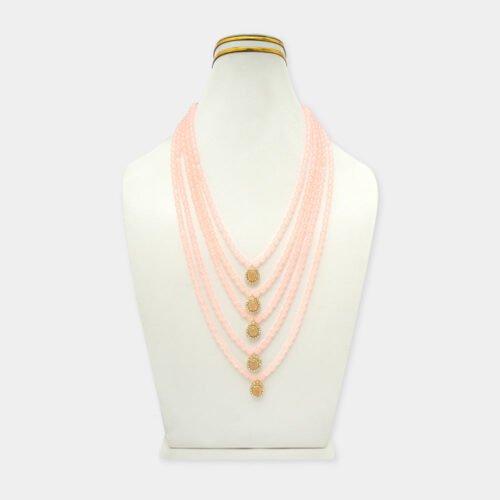 Elegant Peach Pearl Pendant Mala