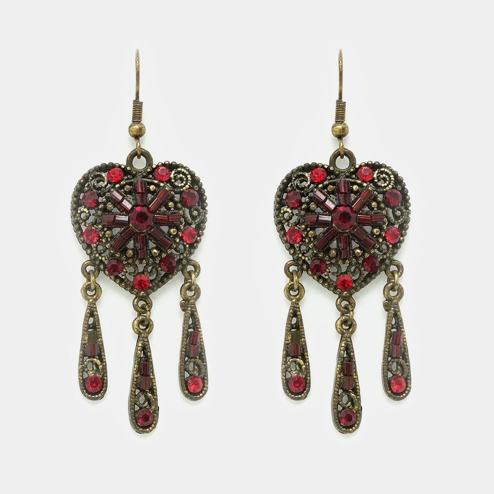 Crystal Rhinestone Oxidized Earrings