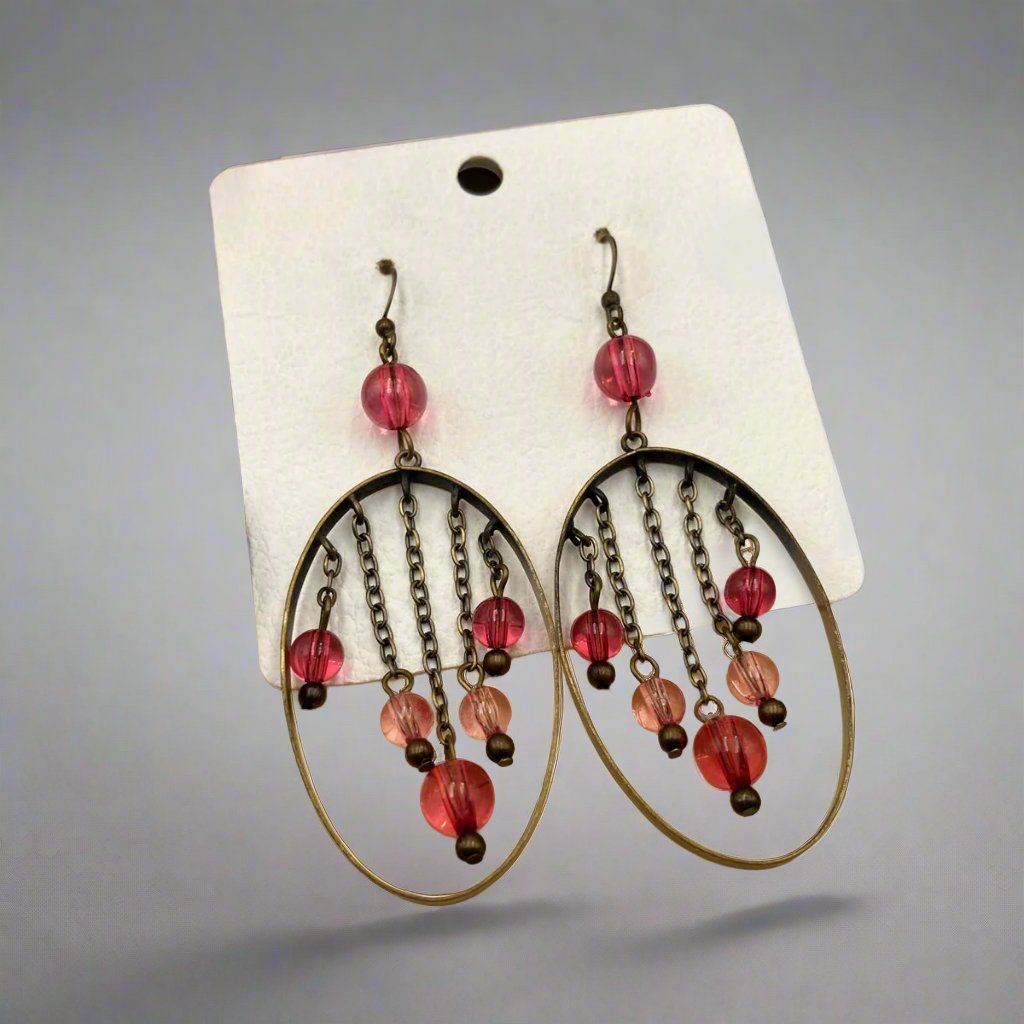 Stones Dropped Bangle Oxidised Earrings - Image 2
